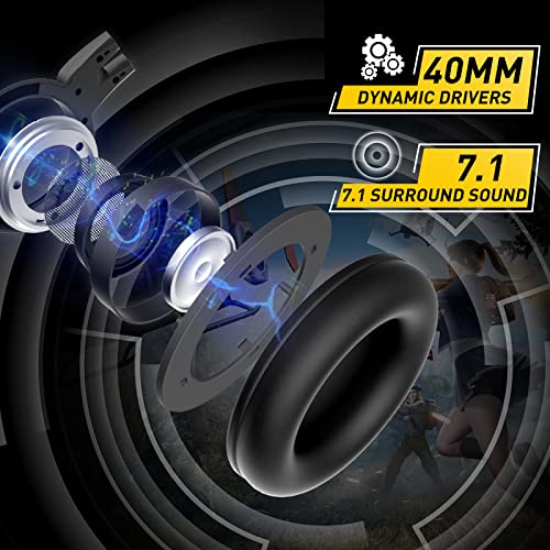 SOMIC G951black Gaming Headset for PC, PS4, Laptop: 7.1 Virtual Surround Sound Detachable Cat Ear Headphones LED, USB, Lightweight Self-Adjusting Over Ear Headphones Black - Image 2