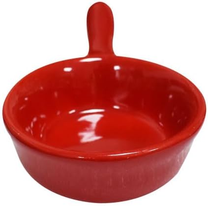Lotatheta 6 pcs Porcelain Soy Sauce Snack Cream Salad Dessert Candy Sugar Dish Red Ceramic Dip Dipping Bowls Plate 101 oz wHandle for Dinner Baking BBQ Cooking - Image 4