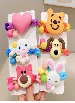 Smart Children's Headband Hair Loop Tie Hair Cute Cartoon Doll Leather Band DIY Hair Accessories (6 Pieces)  - Image 1
