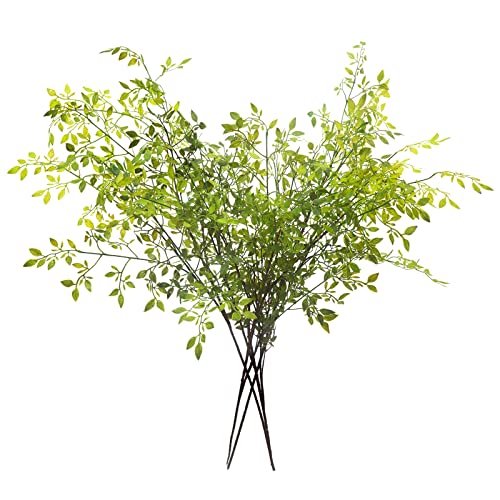 Melorca&Guilla Artificial Plants,4PCS 43.3" Green Nandina Faux Branches for Vase,Faux Greenry Stems Fake Plants for Shop Garden Office Home Décor - Image 1