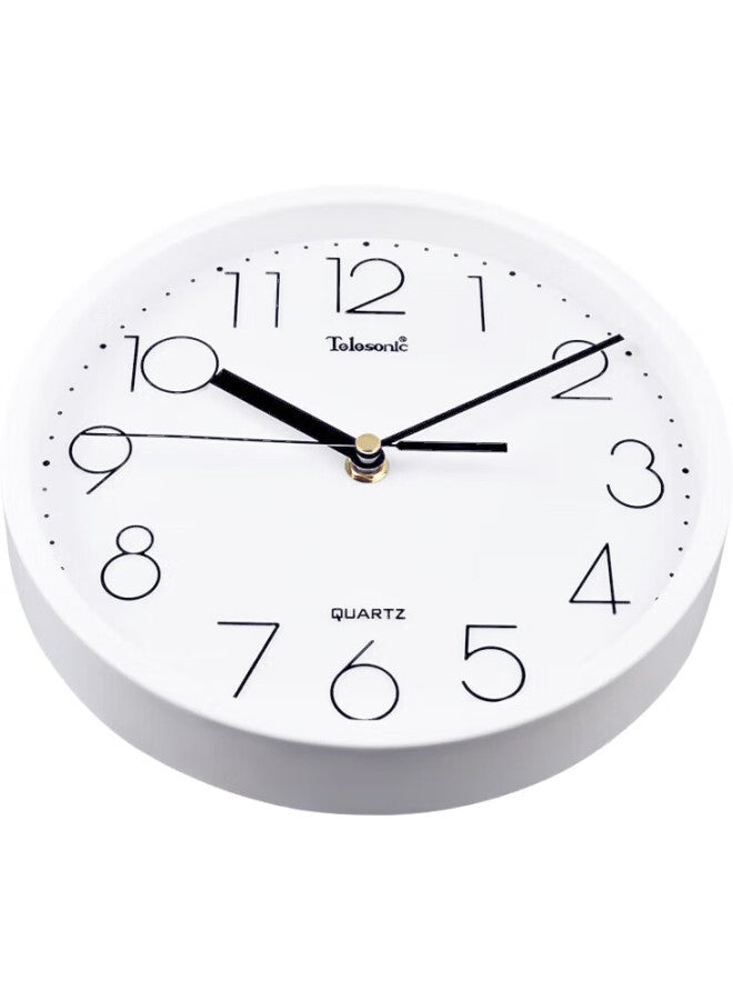 Telesonic Wall Clock, Creative And Stylish Living Room Minimalist Quartz Clock, White Wall Clock, Decorative Round Modern Clock, 23Cm - Image 2