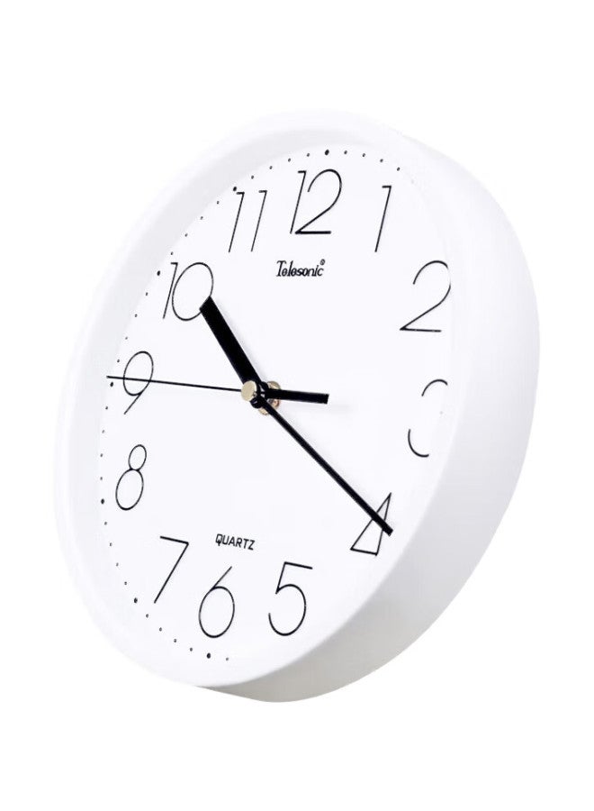 Telesonic Wall Clock, Creative And Stylish Living Room Minimalist Quartz Clock, White Wall Clock, Decorative Round Modern Clock, 23Cm - Image 3
