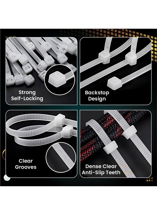 Crae Cable Zip Ties Heavy Duty Strong Wire Organizer | Self-Locking Fasteners | Plastic Cable Clamp | Strap Wraps and Zip Ties | Nylon Plastic Cable Ties | Durable and Soft Custom Sizes |6 Inch White - Image 4