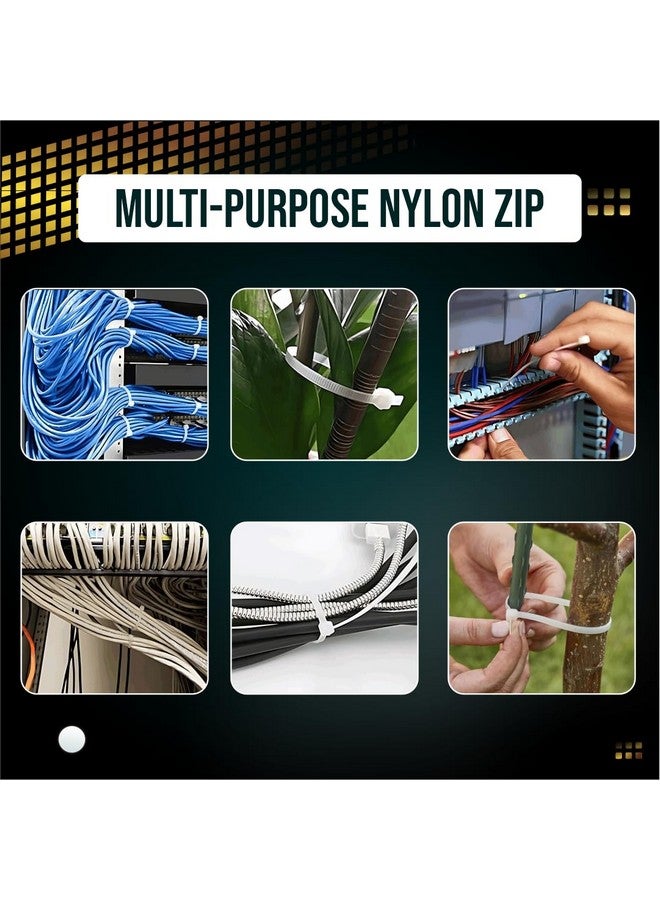 Crae Cable Zip Ties Heavy Duty Strong Wire Organizer | Self-Locking Fasteners | Plastic Cable Clamp | Strap Wraps and Zip Ties | Nylon Plastic Cable Ties | Durable and Soft Custom Sizes |6 Inch White - Image 5