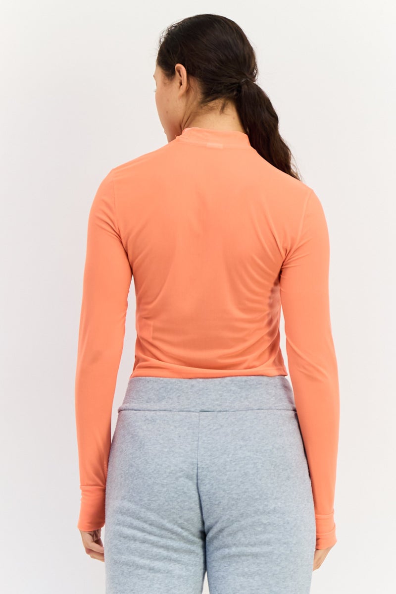 PUMA تي شيرت رياضي نسائي بأكمام طويلة مناسب للخارج، برتقالي - Image 3