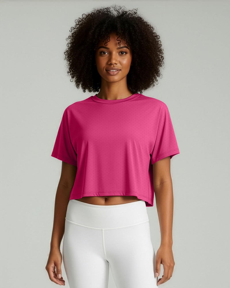 REALESSENTIALS Real Essentials 5 Pack: Women's Dry-Fit Breeze Tech Crop Tops â€“ Short Sleeve Athletic Workout, Yoga Tees (Available in Plus)- Set 1, XXL - Image 2