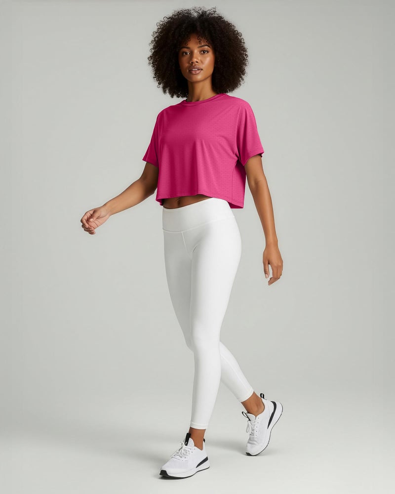 REALESSENTIALS Real Essentials 5 Pack: Women's Dry-Fit Breeze Tech Crop Tops â€“ Short Sleeve Athletic Workout, Yoga Tees (Available in Plus)- Set 1, XXL - Image 4