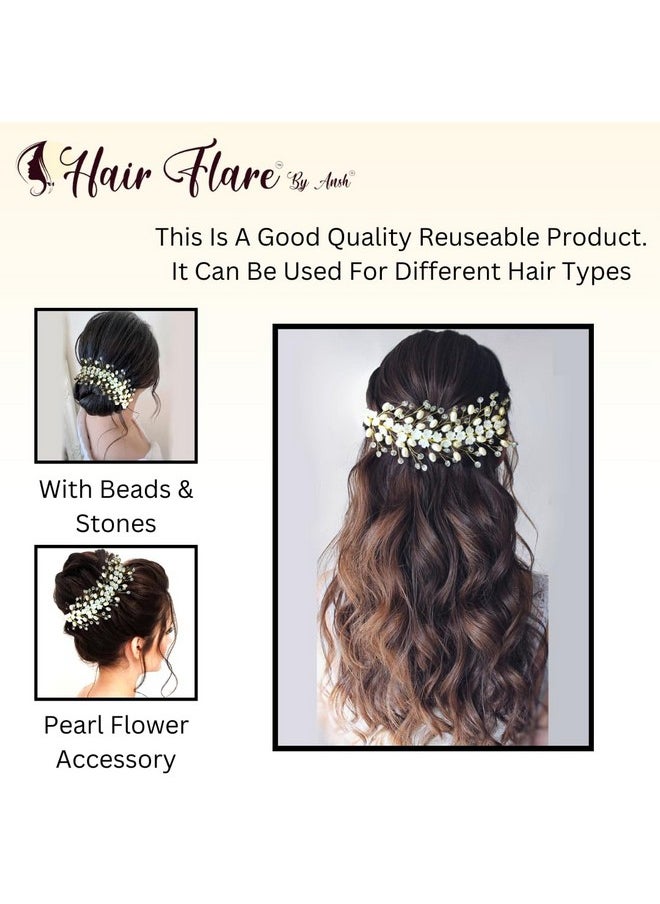 Hair Flare Hair Accessories For Women & Girls, Stylish For Wedding Artificial Flowers & Pearl Style Juda Bun Floral Bridal Brooch & Hair Pins Hairstyle Decoration Bride Clips 2640  - Image 5