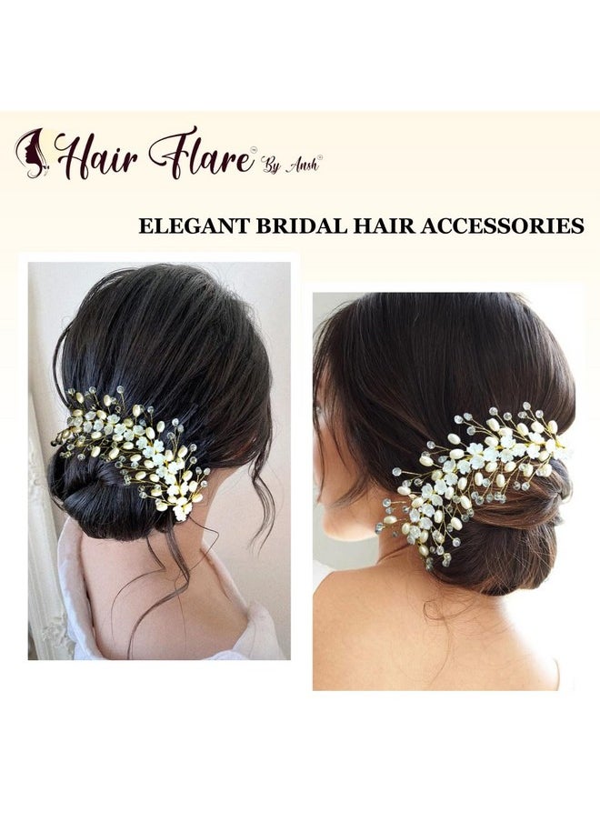 Hair Flare Hair Accessories For Women & Girls, Stylish For Wedding Artificial Flowers & Pearl Style Juda Bun Floral Bridal Brooch & Hair Pins Hairstyle Decoration Bride Clips 2640  - Image 2