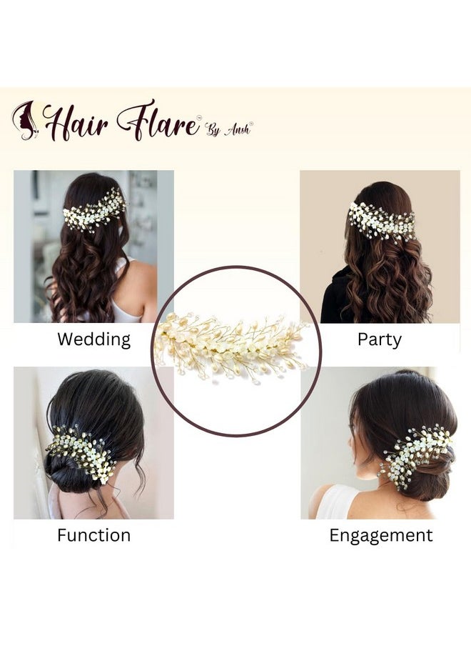 Hair Flare Hair Accessories For Women & Girls, Stylish For Wedding Artificial Flowers & Pearl Style Juda Bun Floral Bridal Brooch & Hair Pins Hairstyle Decoration Bride Clips 2640  - Image 4