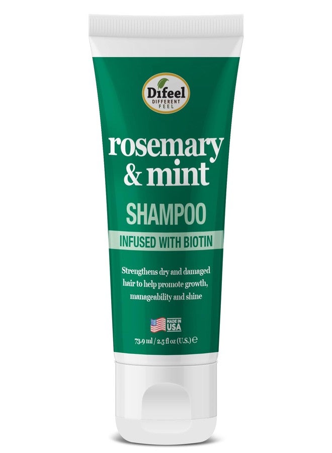Difeel Rosemary and Mint Hair Shampoo with Biotin - Travel Size 2.5 Ounce. - Made with Natural Rosemary Oil for Hair Growth - Image 1