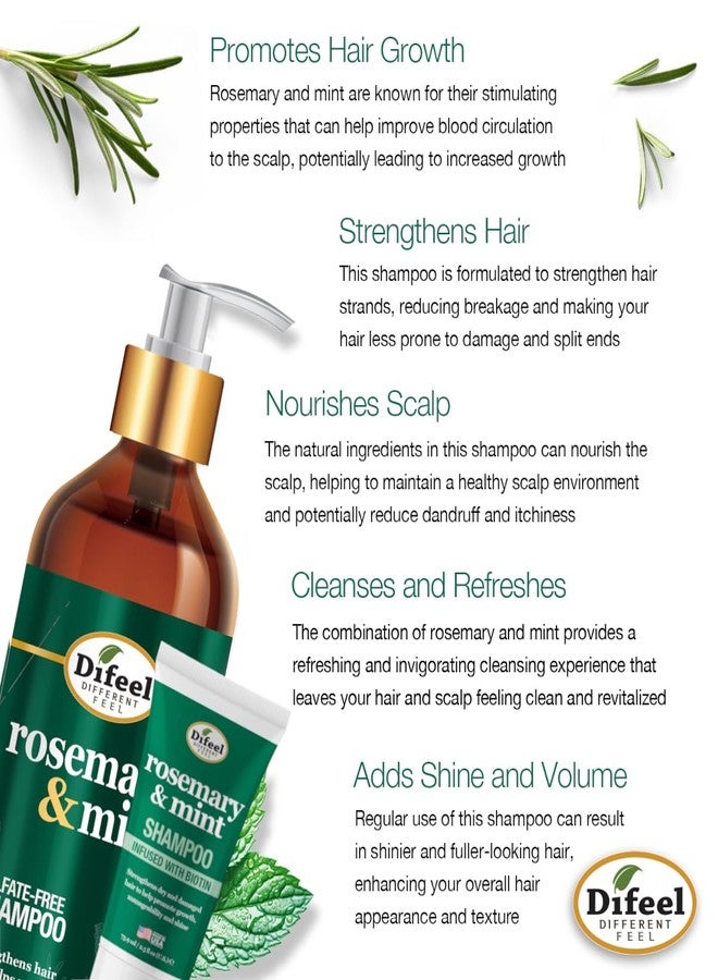Difeel Rosemary and Mint Hair Shampoo with Biotin - Travel Size 2.5 Ounce. - Made with Natural Rosemary Oil for Hair Growth - Image 5