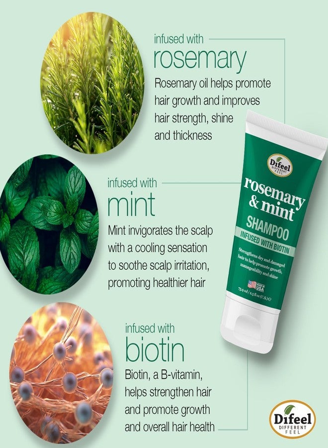 Difeel Rosemary and Mint Hair Shampoo with Biotin - Travel Size 2.5 Ounce. - Made with Natural Rosemary Oil for Hair Growth - Image 3