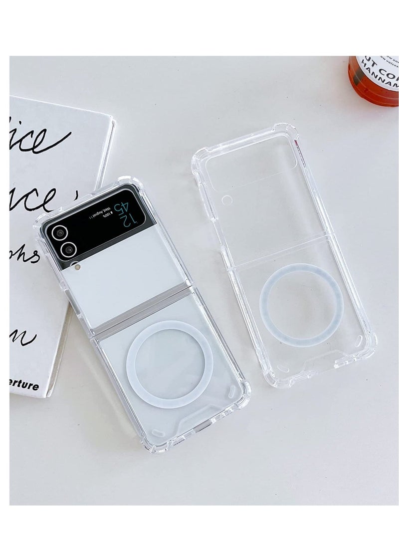 MUNTAQI Samsung Galaxy Z Flip 4 Magsafe Clear Case, With Magnetic and Support Wireless Charger, Transparent Shockproof and Drop-Proof Hard PC Phone Cover for Galaxy Z Flip 4 - Image 5