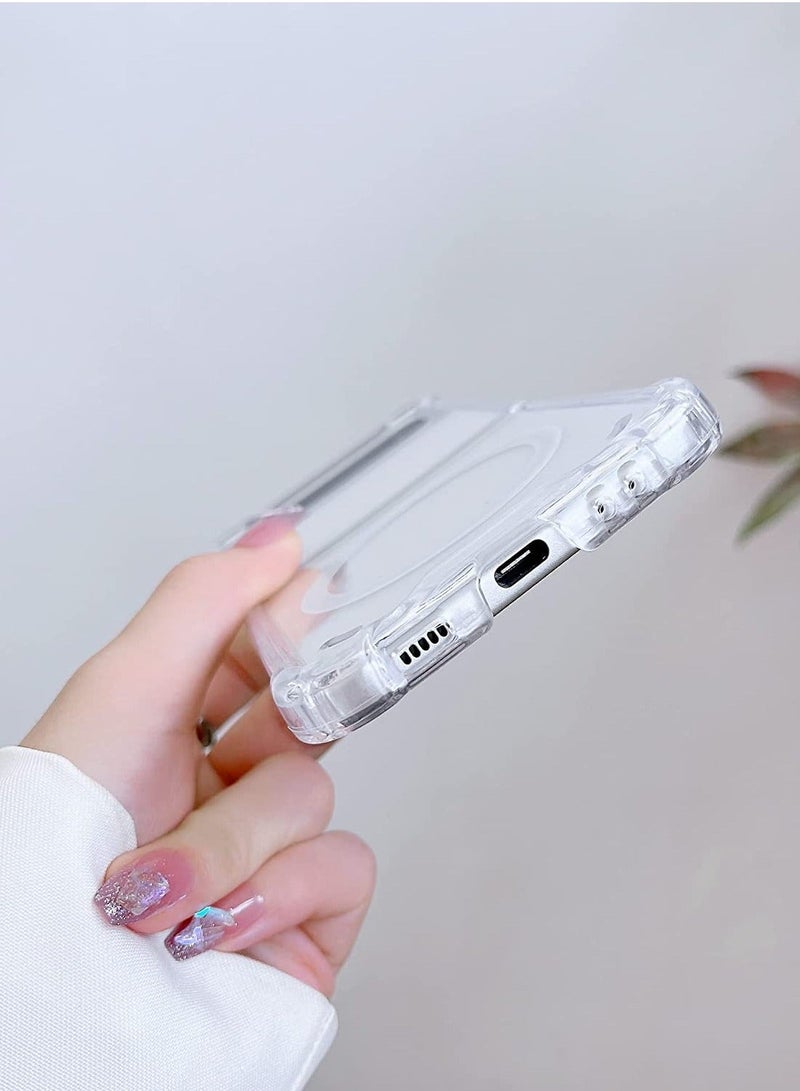 MUNTAQI Samsung Galaxy Z Flip 4 Magsafe Clear Case, With Magnetic and Support Wireless Charger, Transparent Shockproof and Drop-Proof Hard PC Phone Cover for Galaxy Z Flip 4 - Image 4