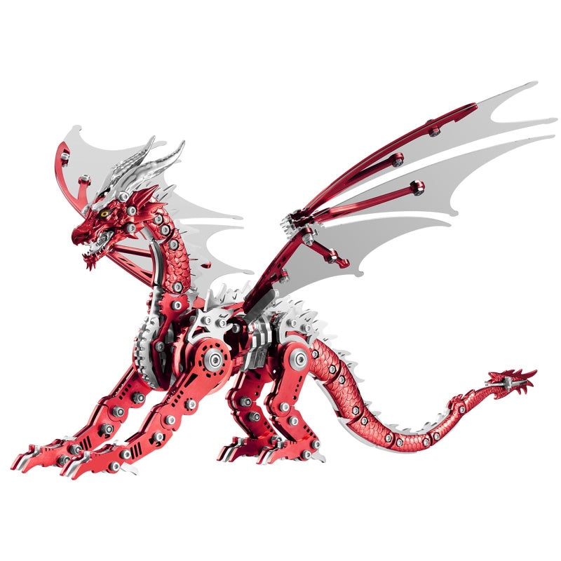 OreilleStar 3D Metal Dragon Puzzle Mechanical Model Building Kit Green and Red Assembly Puzzle for Adults Gift Red Dragon - Image 3
