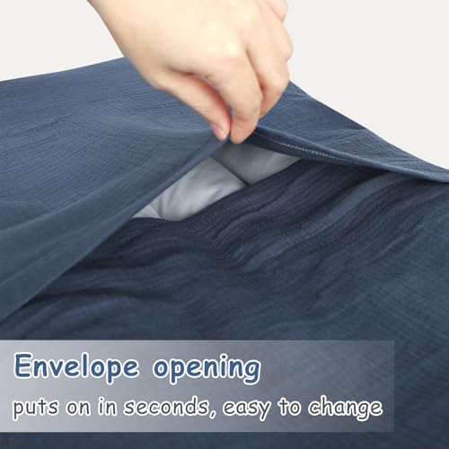 Hooyax Muslin Baby Lounger Cover 2 Pack - 100% Breathable Cotton Soft Infant Lounger Covers, Fits Most Standard Newborn Loungers & Pillows (Blue Checker + Navy) - Image 4