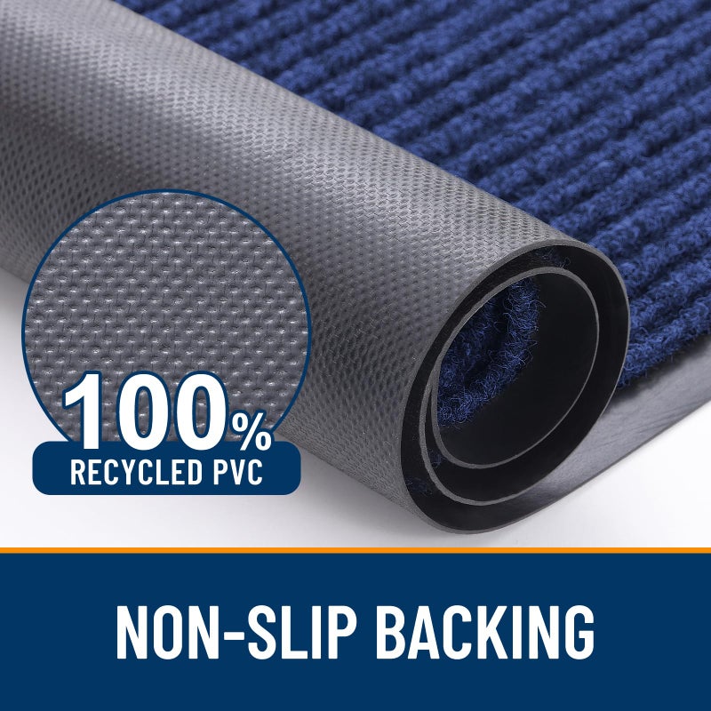 OLANLY Front Door Mat Indoor Outdoor Entrance, Waterproof Heavy Duty Doormat, Fade Resistant, Low Profile, Easy Clean Patio Porch Welcome Floor Mats for Entry, 29.5x17, Blue - Image 3