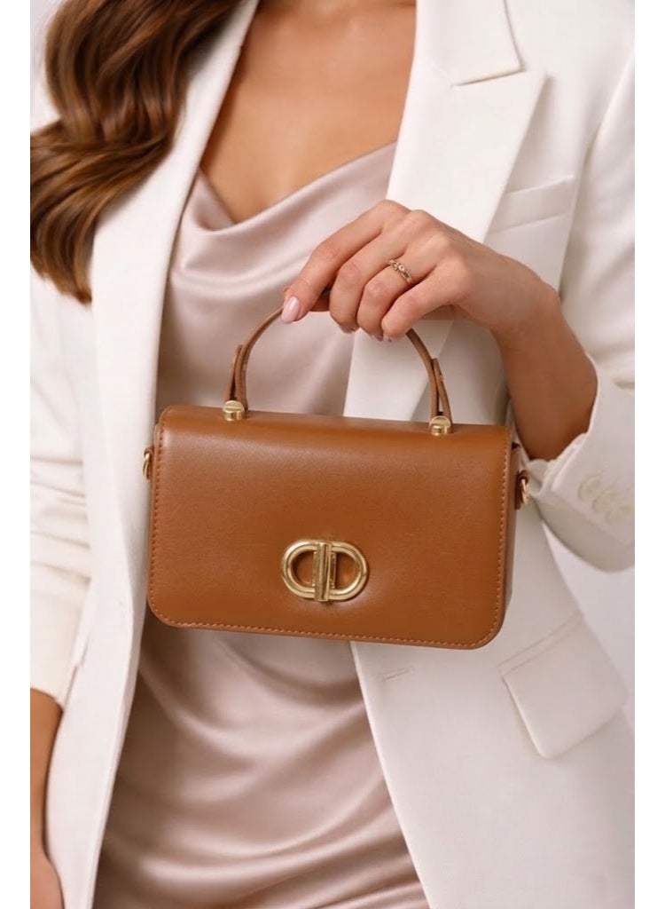 لايف ستيلاش  حقيبة كروس من الجلد مع حزام قماش ZC-16 - هافان - Image 1