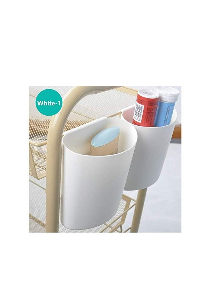 Oasisgalore 4Pcs Hanging Cup Holder Rolling Cart Accessories Hanging Bins Desktop Container，Space Saver (White)  - Image 3