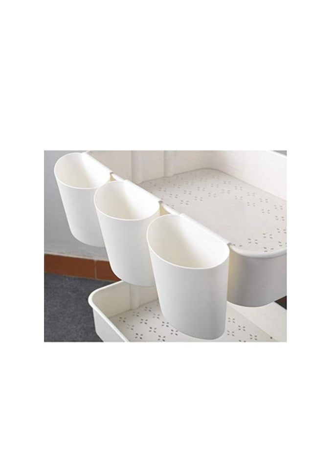 Oasisgalore 4Pcs Hanging Cup Holder Rolling Cart Accessories Hanging Bins Desktop Container，Space Saver (White)  - Image 5