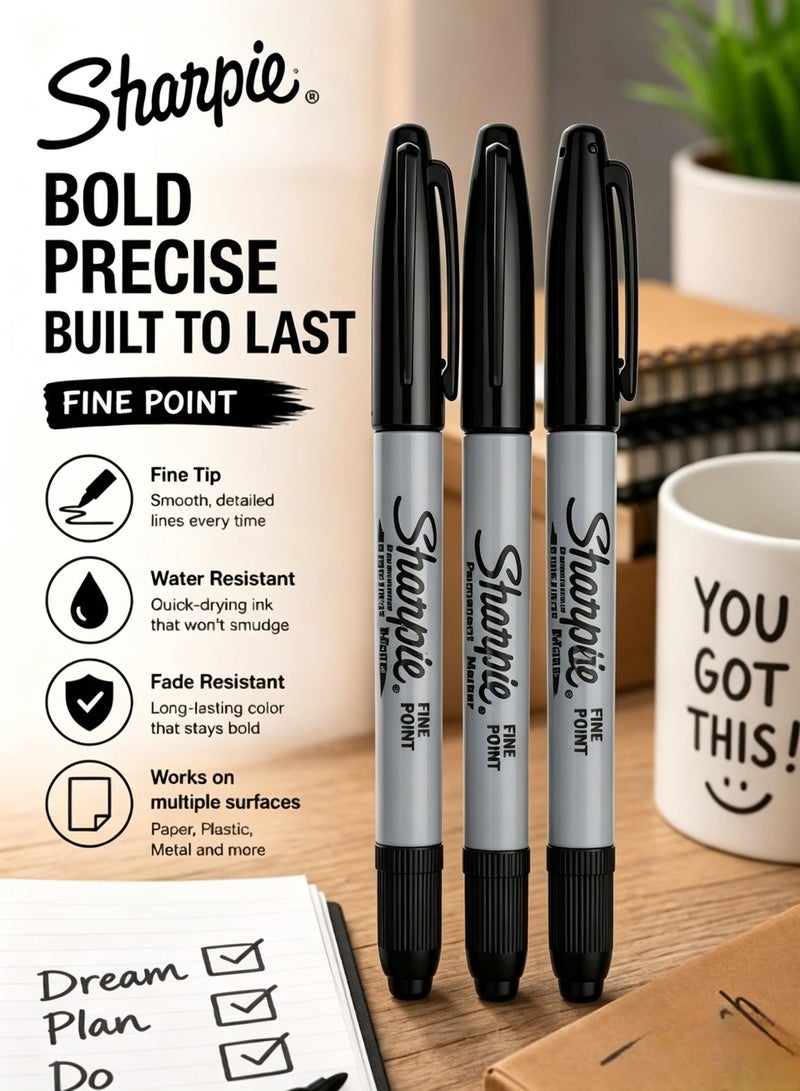 Sharpie 3-Piece Permanent Black Marker( Double Head) - Image 1