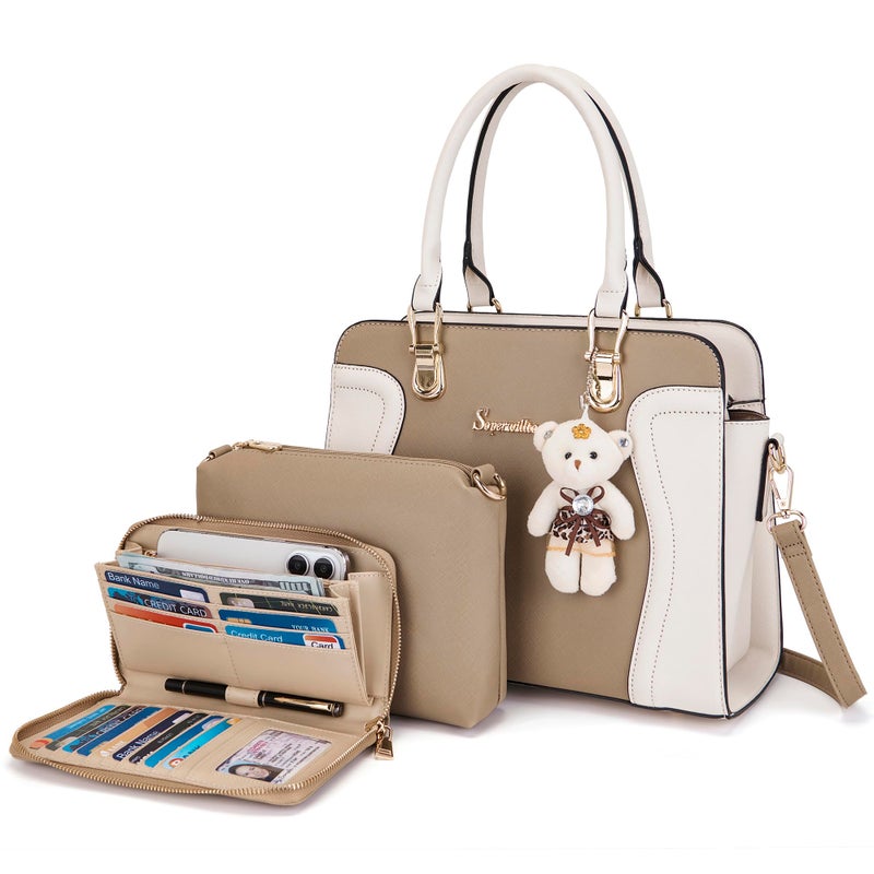 Soperwillton Purses for Women Crossbody Shoulder Handbags Top Handle Satchel Tote Bag Wallet Set 3pcs - Image 1