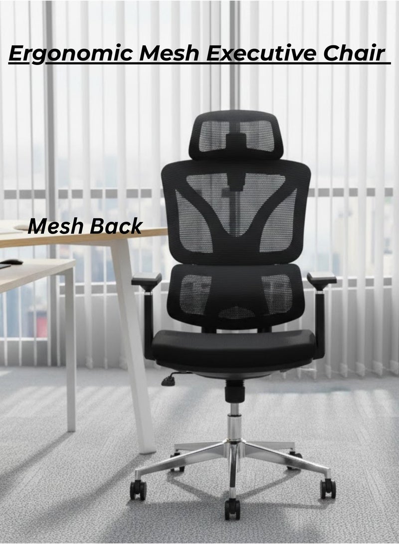 Furalux Ergonomic Mesh Office Chair with Lumbar Support, Weight-Sensing Base, Extra-Wide 2D Headrest & Comfortable Seat Cushion – Executive Office Chair - Image 1