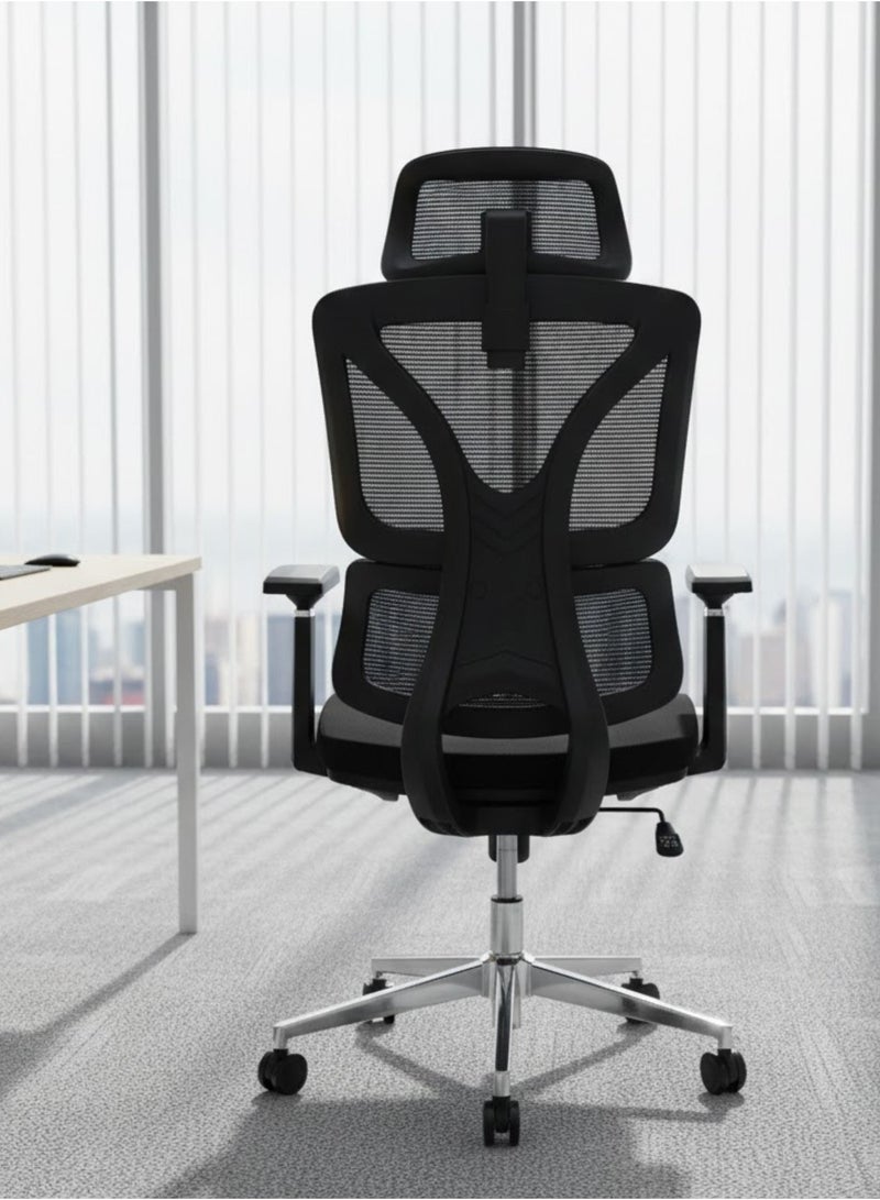 Furalux Ergonomic Mesh Office Chair with Lumbar Support, Weight-Sensing Base, Extra-Wide 2D Headrest & Comfortable Seat Cushion – Executive Office Chair - Image 3