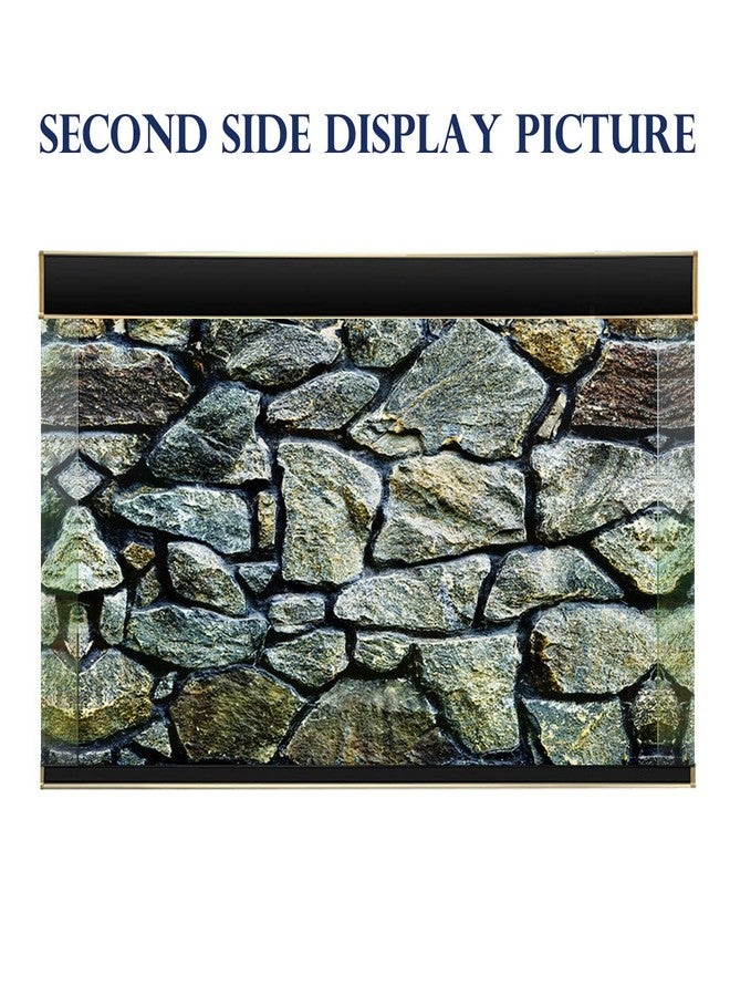 ELEBOX Fish Backgrounds Paper Double Sides 3D Stone & Trees Aquarium Background Picture 12" x 32" Fish Tank Background - Image 2
