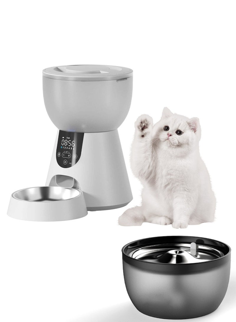 Kidle Automatic Food Feeder and Waterer Set Cat Feeder Pet Feeder and Water Dispenser for Dogs Cats Pets Animals - Image 1