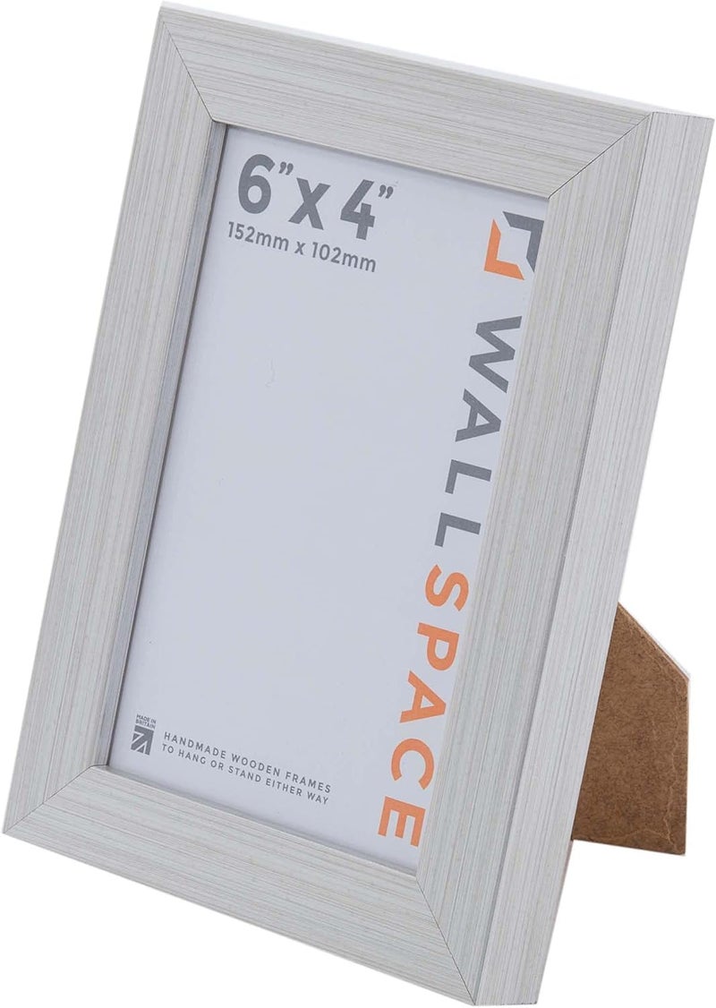 Wall Space 6 x 4 inch photo frame | Modern Silver 4x6 inch photo frames to fit image size 6x4 inches - With REAL GLASS and made from SOLID WOOD this 6 x 4 frame is made here in the UK | 4 x 6 frame - Image 1