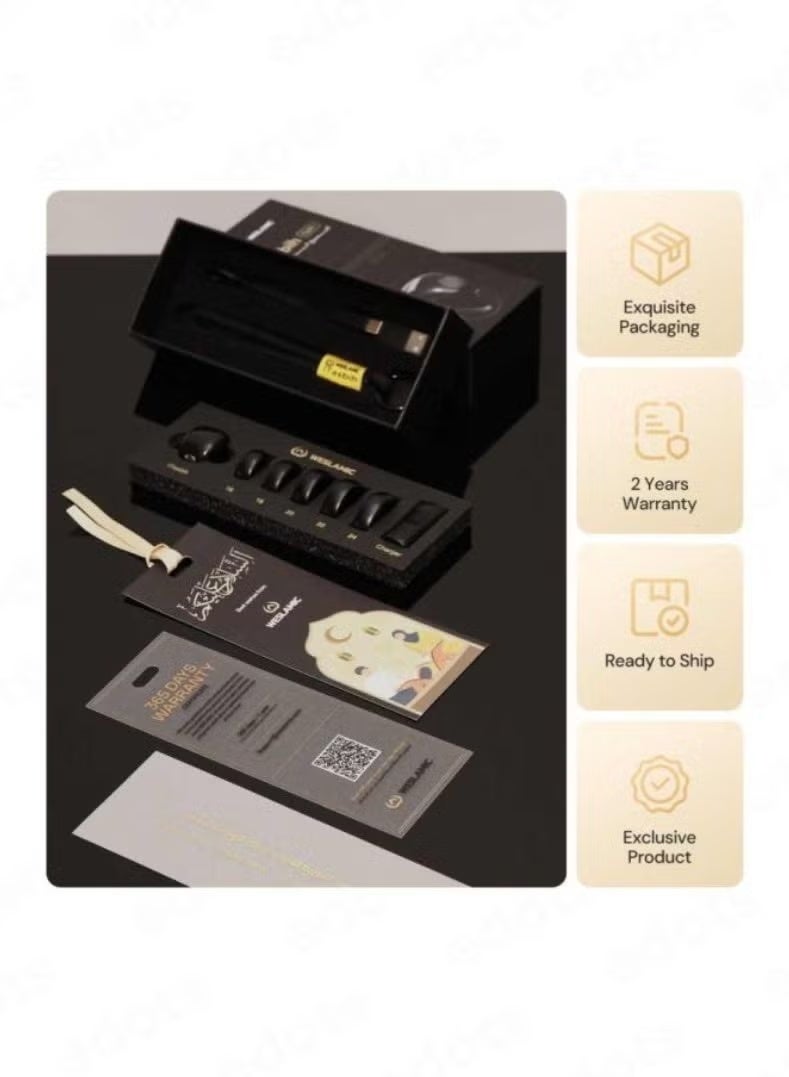 WESLAMIC iTasbih FAITH Smart Tasbih Zikr Ring, OLED Display, Zikr Counter, Prayer Reminders, 5 Adjustable Sizes, Wireless Charging, Waterproof, Bluetooth Enabled Perfect Gift for Any Occasion - Image 3