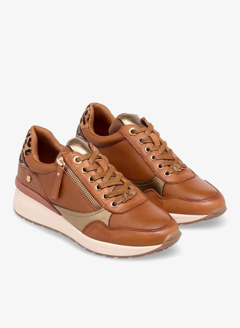 Carmela Women Panelled Leather Lace-Up Ankle Sneakers