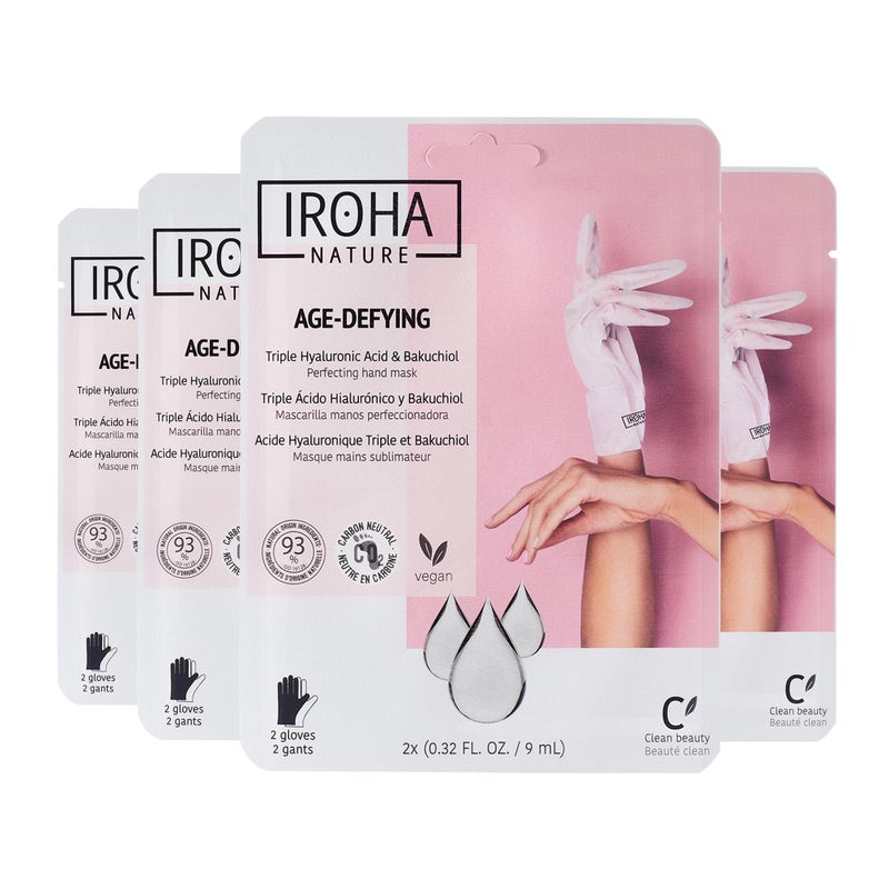 Iroha Nature IROHA NATURE Anti-Aging Hand Mask with Hyaluronic Acid & Bakuchiol - 4 Pairs - Moisturizing Gloves for Dry, Cracked, Aging Hands | Skincare, Self Care, Personal Care Gift Set, Vegan & Natural, Giftset 