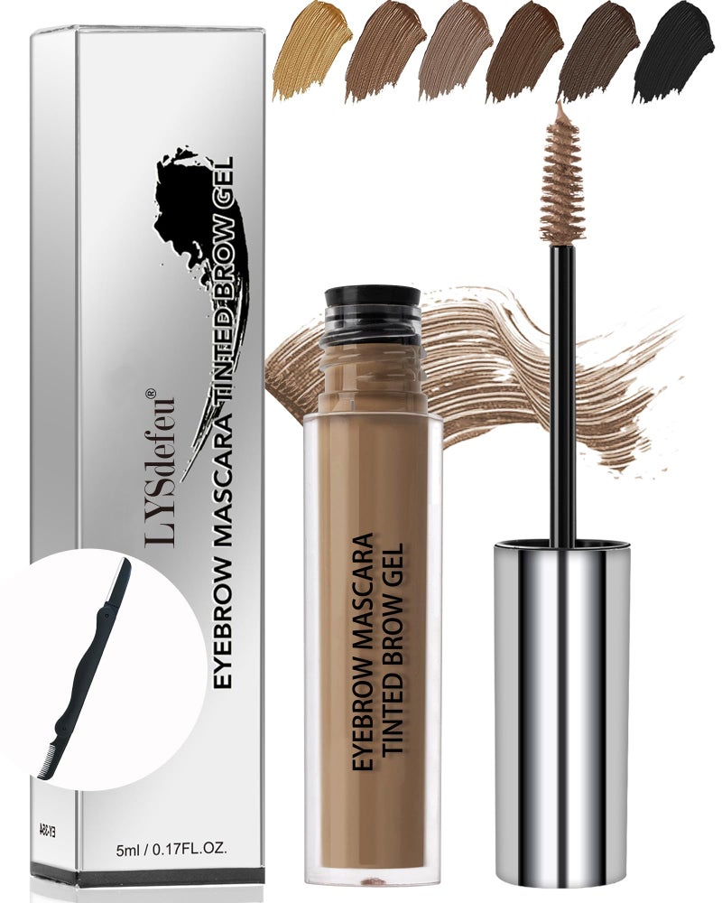 LYSdefeu Waterproof Tinted Brow Gel Long Lasting SmudgeProof Liquid Eyebrow Makeup Eyebrow Mascara Tinted Brow Glue Eye Brow Filler Volumizing Enhance Brow MascaraWith Brow RazorGift for Women 03Brown - Image 3
