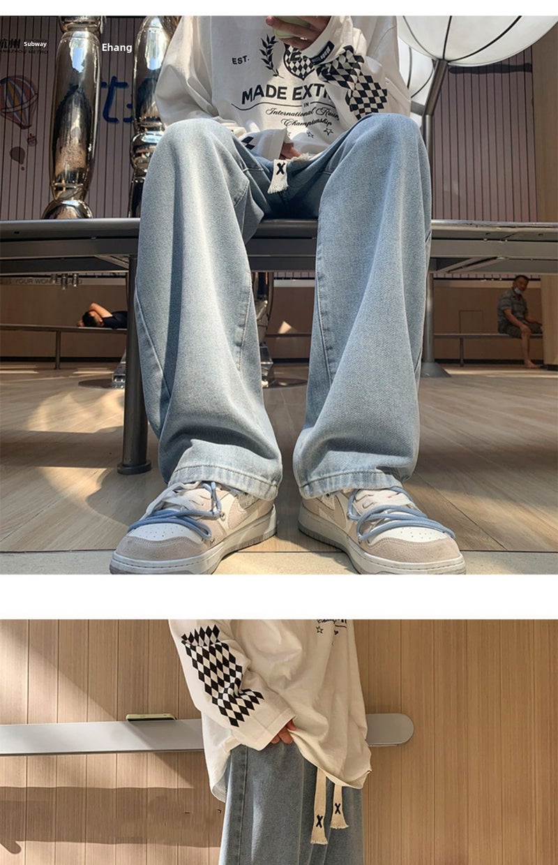 Jeans Men'S Loose Straight Pants For Men'S American Style High Street Casual All-Match Wide Leg Pants For Boys - Image 4