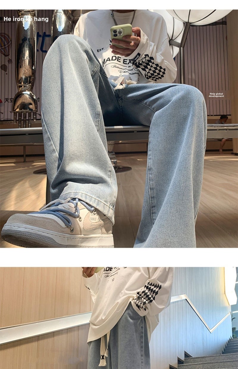 Jeans Men'S Loose Straight Pants For Men'S American Style High Street Casual All-Match Wide Leg Pants For Boys - Image 3