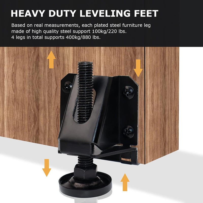 LOSCHEN 4 PCS Heavy Duty Adjustable Leveling Feet for Furniture,Hexagon Nuts Lock Furniture Legs Levelers,for Table, Cabinets, Workbench,Shelving Units and More - Image 2