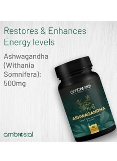 ambrosial Ashwagandha Capsules 500Mg Per Capsule Non-Gmo And Gluten Free 60 Capsules Food Supplements  - Image 2