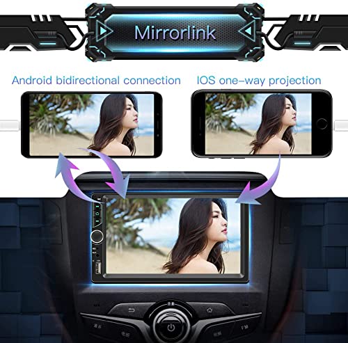 Leadfan 7inch Car Stereo Double Din Radio Touchscreen with Backup Camera Multimedia Car Audio Support Mirror Link,Bluetooth Caller ID,FM/MP3/MP4/USB/Subwoofer,Aux Input Car Audio Receivers - Image 2
