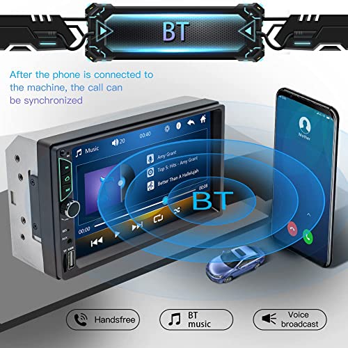 Leadfan 7inch Car Stereo Double Din Radio Touchscreen with Backup Camera Multimedia Car Audio Support Mirror Link,Bluetooth Caller ID,FM/MP3/MP4/USB/Subwoofer,Aux Input Car Audio Receivers - Image 3