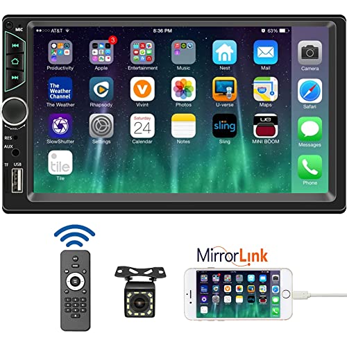 Leadfan 7inch Car Stereo Double Din Radio Touchscreen with Backup Camera Multimedia Car Audio Support Mirror Link,Bluetooth Caller ID,FM/MP3/MP4/USB/Subwoofer,Aux Input Car Audio Receivers - Image 1