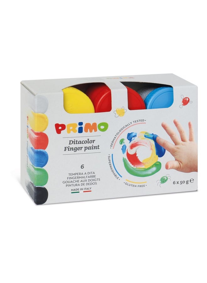PRIMO Finger Paint Set, 6-Color Set, Non-Toxic, Smooth, For Young Artists  - Image 1