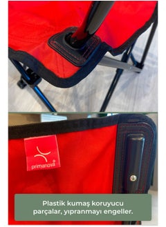 Primanova Camping floding chair with armrests & cup holder made of metal pipes & fabric carrying capacity up to 120 kg 45 * 45 * 87 cm. red  - Image 2