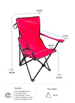 Primanova Camping floding chair with armrests & cup holder made of metal pipes & fabric carrying capacity up to 120 kg 45 * 45 * 87 cm. red  - Image 3