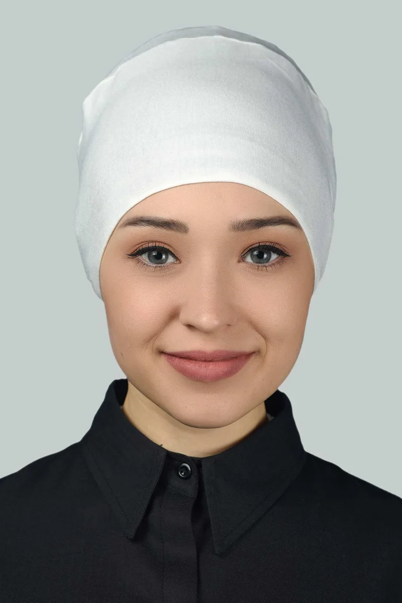 Altobeh Women's Seamless Lace-Up Non-Slip Hijab Combed Cotton Bonnet - Ecru