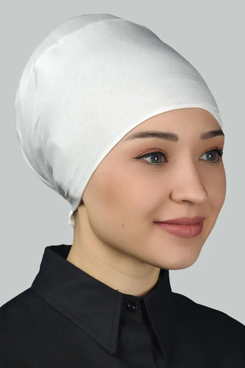 Altobeh Women's Seamless Lace-Up Non-Slip Hijab Combed Cotton Bonnet - Ecru