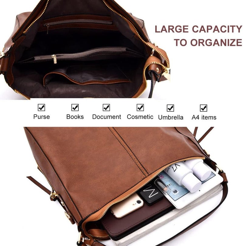 Gocokia Shoulder Handbag for Women, Ladies Handbag Tote Bag Soft PU Leather Large Capacity Womens Top Handle Shoulder Bag For women （Brown） - Image 4