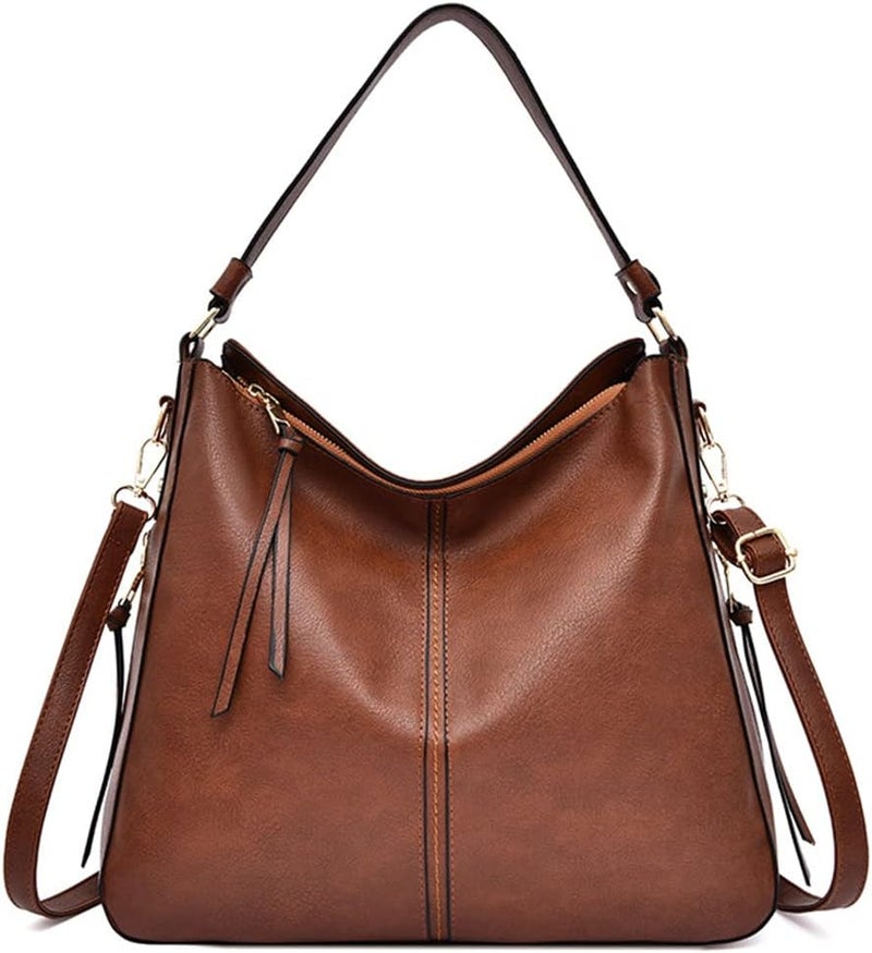 Gocokia Shoulder Handbag for Women, Ladies Handbag Tote Bag Soft PU Leather Large Capacity Womens Top Handle Shoulder Bag For women （Brown） - Image 1